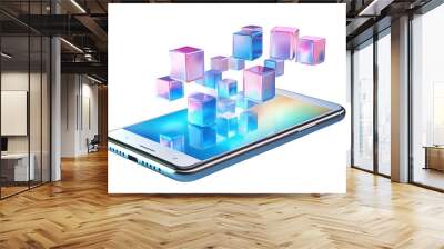 3D illustration of a smartphone on white background,png Wall mural