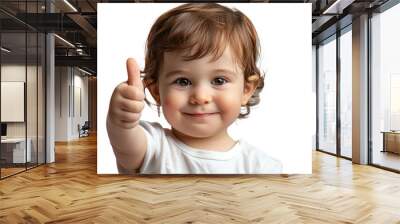 A toddler giving a thumbs up on white background,png Wall mural