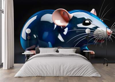 a pets rat emoji on black background Wall mural