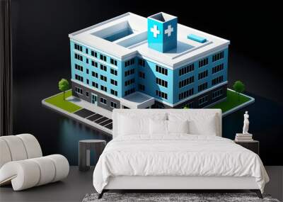 hospital building icon isolated on a black background. with black copy space Wall mural