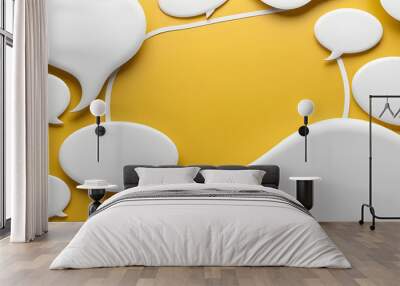 mockup the blank yellow speech bubble on a black background for your text. bubble on black. comment  Wall mural