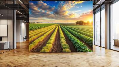 A beautiful image of ripe agriculture crops in the field, agriculture, crops, farm, field, growth, harvest, plantation, rural Wall mural