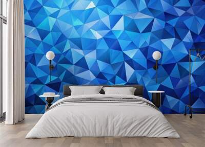 Abstract geometric background featuring various shades of cobalt blue polygons, polygon, cobalt, abstract, geometric, background Wall mural