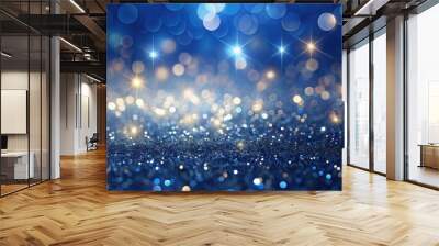 Abstract sparkle bokeh light effect on navy blue background, bokeh, sparkle, abstract, light, effect, navy blue, background Wall mural