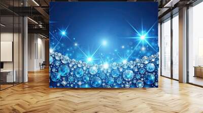 Blue background with sparkling Swarovski Crystals , luxury, elegant, glamour, shiny, decoration, jewelry, crystal Wall mural