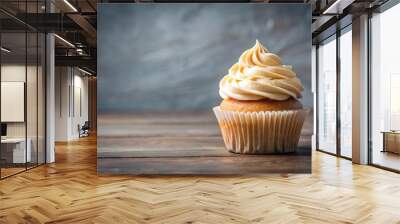 Cupcake topped with creamy frosting, cupcake, cream, icing, dessert, sweet, bakery, delicious, treat, confectionery, baked Wall mural