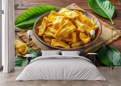 Delicious Jackfruit chips, a popular fried snack in Kerala, rich in potassium for heart health, Jackfruit, chips Wall mural