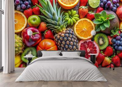 Fresh fruits displayed in a colorful and appetizing arrangement , healthy, vibrant, delicious, nutrition, organic Wall mural