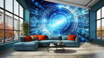 Futuristic technology with abstract shapes and glowing elements, technology, future, generative,abstract, shapes, glowing Wall mural