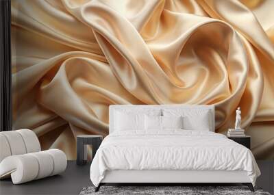 Light tan silk fabric with a smooth and luxurious texture, luxurious, elegant, smooth, fabric, textile, gentle, tan, light Wall mural