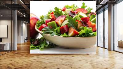 Red apple salad isolated on background, red, apple, salad, healthy, fresh, fruit, vegetarian, vegan, nutritious, dish, bowl Wall mural