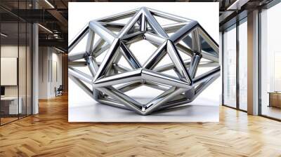 Shiny and abstract geometric shape in chrome finish, chrome,abstract, shape, geometric, shiny, design, modern, metallic Wall mural