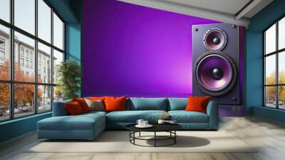 Stereo speaker on purple background, Stereo, speaker, music, sound, audio, technology, entertainment, amplifier, purple Wall mural