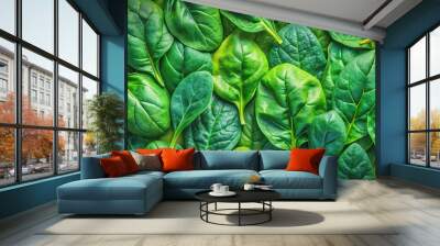 Vibrant artistic painting of organic spinach leaves, artistic, painting, organic, spinach, leaves, vibrant, green, fresh Wall mural