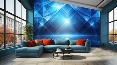 Abstract geometric background with blue light and shade effects, geometric, abstract, background,blue, light, shade, creative Wall mural