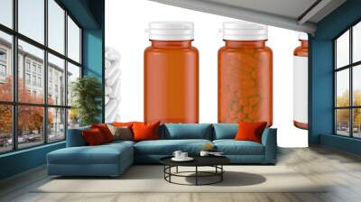 Brown medicine bottle isolated on white background, 3d rendering Wall mural