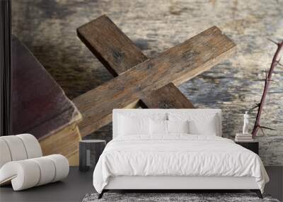 Cross and bible abstract religion concept Wall mural