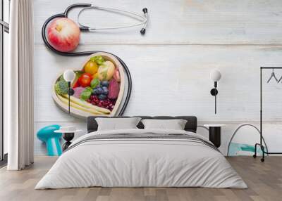 Healthy lifestyle concept with diet  fitness and medicine
 Wall mural