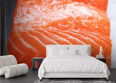 Salmon. Fresh raw salmon fish. Raw salmon fillet background. Wall mural