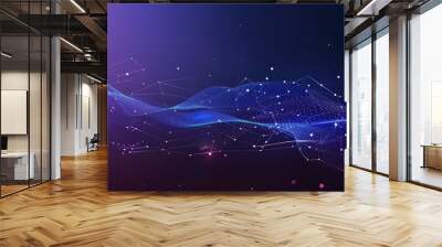 3d rendering picture of a abstract digital landscape with flowing particles. Big data visualization Wall mural