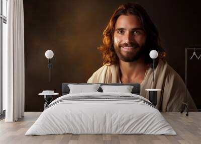 Jesus Christ with Flowing Locks in a Fashionable Robe Wall mural