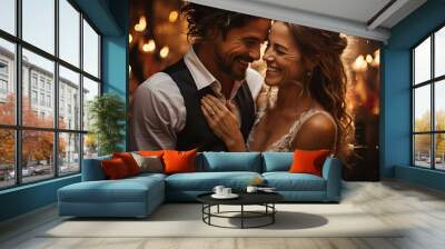 Man and Woman Standing Together Wall mural