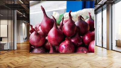 Red Onions at a Market Stall Wall mural