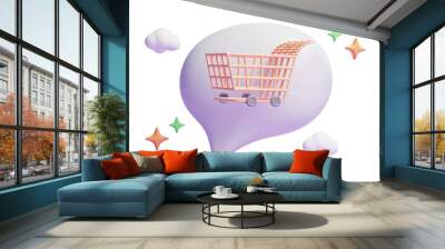 shopping basket icon or shopping trolley icon Wall mural