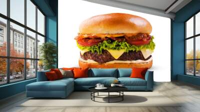 fresh tasty burger isolated on transparent background Wall mural