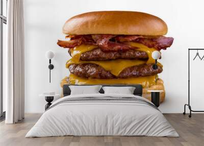 Triple Bacon Cheeseburger isolated on transparent background	 Wall mural