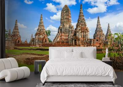 Wat Chaiwatthanaram Temple of Ayutthaya Province. Ayutthaya Historical Park, Thailand Wall mural