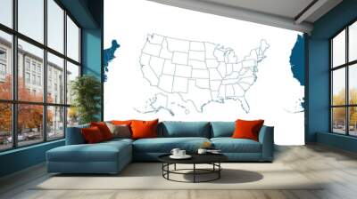 United States of America map. USA map with and without states isolated, vector Wall mural