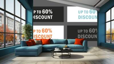 Up to 60 percent discount typography.. Super sale mega offer banner Wall mural