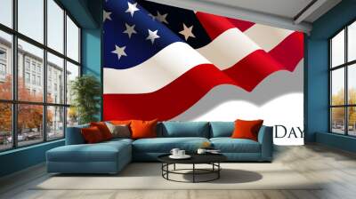 Veterans Day holiday banner with realistic American Flag. Vector illustration Wall mural