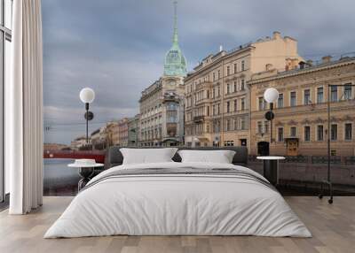 View of the historical buildings on the Moika River embankment, St. Petersburg, Russia Wall mural