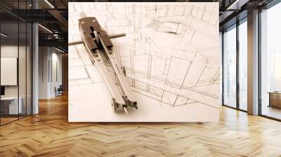 architecture blueprint & tools Wall mural