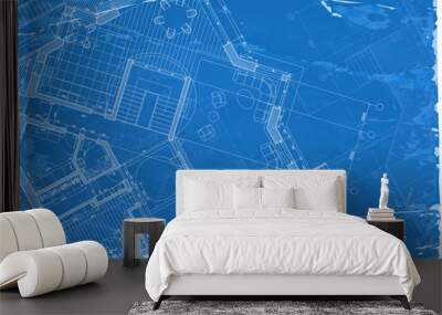 architecture blueprint - 3d house plan / vector illustration Wall mural