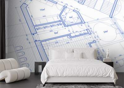 architecture blueprint: abstract house plan - vector background Wall mural