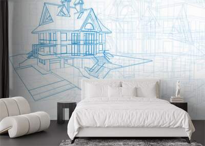 architecture blueprint - house plan / vector illustration Wall mural