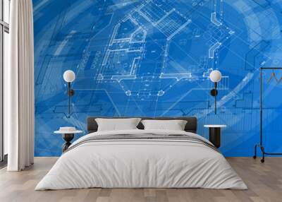 architecture blueprint - house plan Wall mural