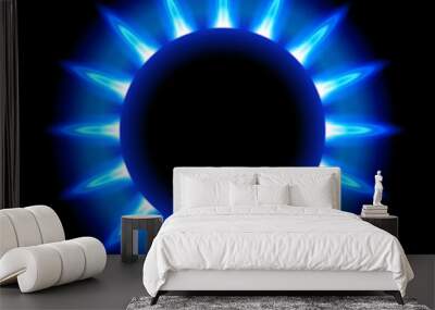 blue flames of a burning natural gas - radial composition Wall mural