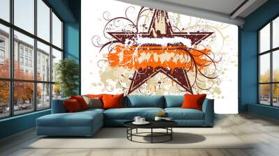 grunge floral star Wall mural