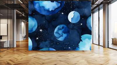 Abstract Blue Watercolor Background Wall mural