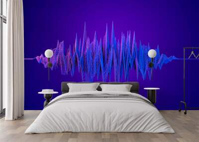 3d abstract sound wave background. Digital technology waveform on empty backdrop. Science, big data, network concept Wall mural