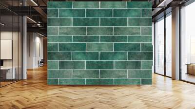 Green ceramic tile background. Old vintage ceramic tiles in green to decorate the kitchen or bathroom Wall mural