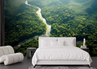 Jungle forest background. Created with generative Ai technology. Wall mural