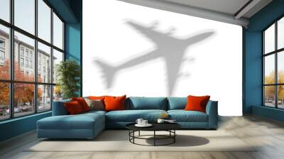 Shadow of an airplane on a white background Wall mural