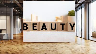 beauty Text On Wooden Blocks Wall mural