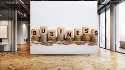 Business word on wooden cubes over blur background, business concept Wall mural