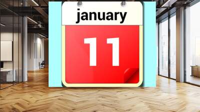 day on the calendar, vector image format, January 11 Wall mural